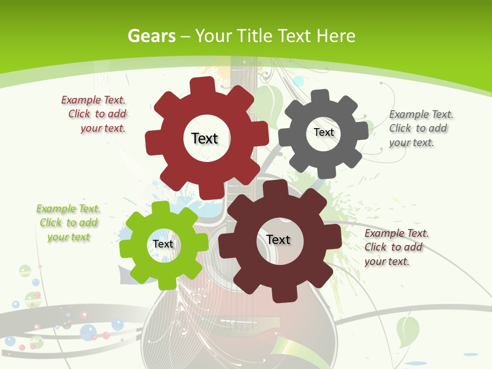 A Guitar On A Green And Black Background PowerPoint Template