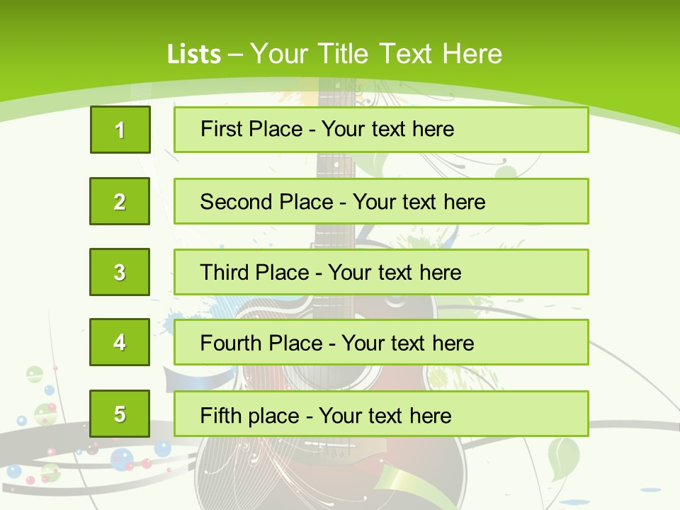 A Guitar On A Green And Black Background PowerPoint Template