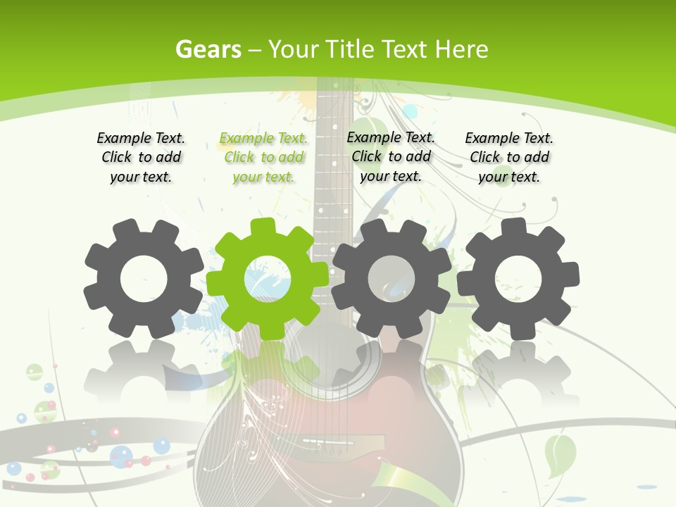 A Guitar On A Green And Black Background PowerPoint Template