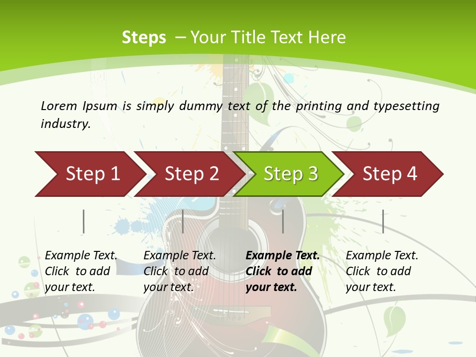 A Guitar On A Green And Black Background PowerPoint Template
