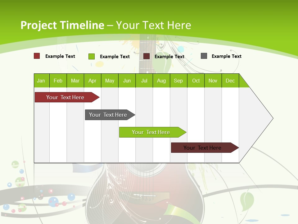 A Guitar On A Green And Black Background PowerPoint Template