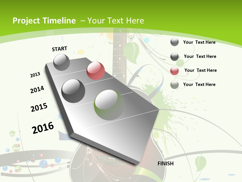 A Guitar On A Green And Black Background PowerPoint Template