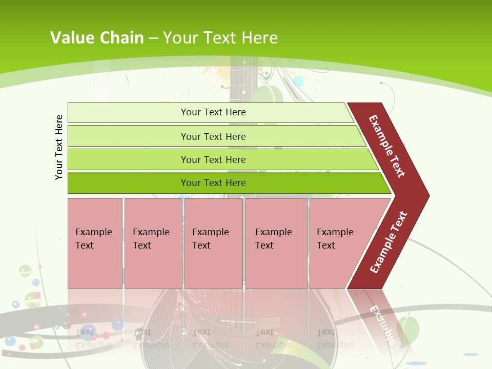 A Guitar On A Green And Black Background PowerPoint Template