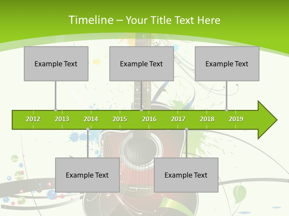 A Guitar On A Green And Black Background PowerPoint Template