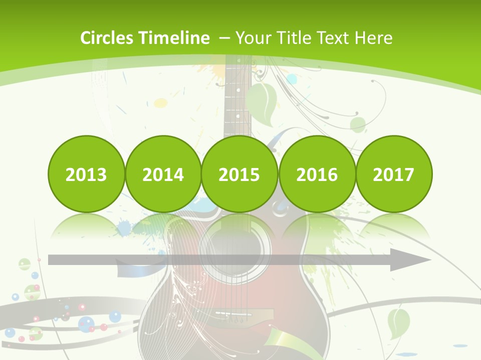 A Guitar On A Green And Black Background PowerPoint Template