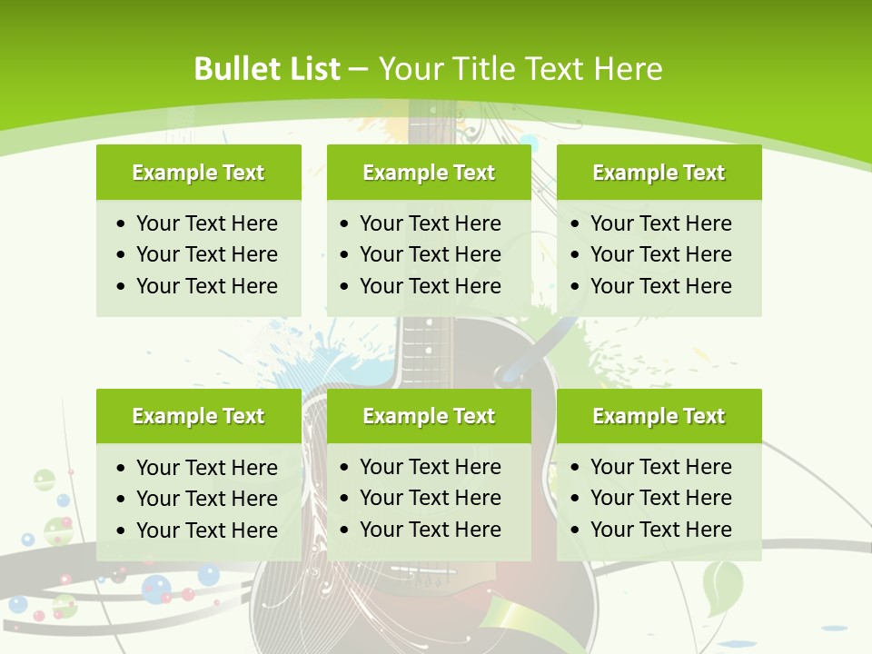 A Guitar On A Green And Black Background PowerPoint Template