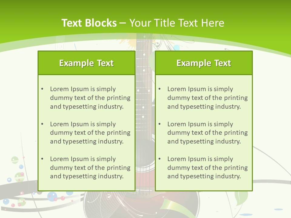 A Guitar On A Green And Black Background PowerPoint Template