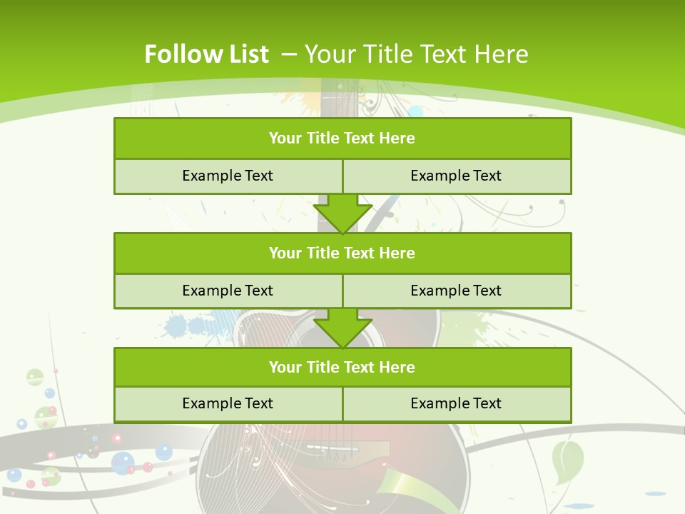 A Guitar On A Green And Black Background PowerPoint Template