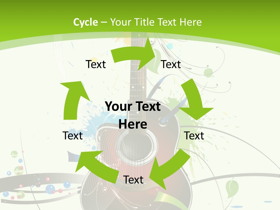 A Guitar On A Green And Black Background PowerPoint Template