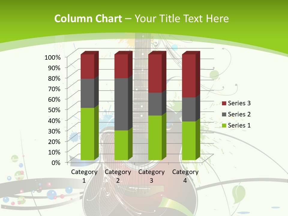 A Guitar On A Green And Black Background PowerPoint Template