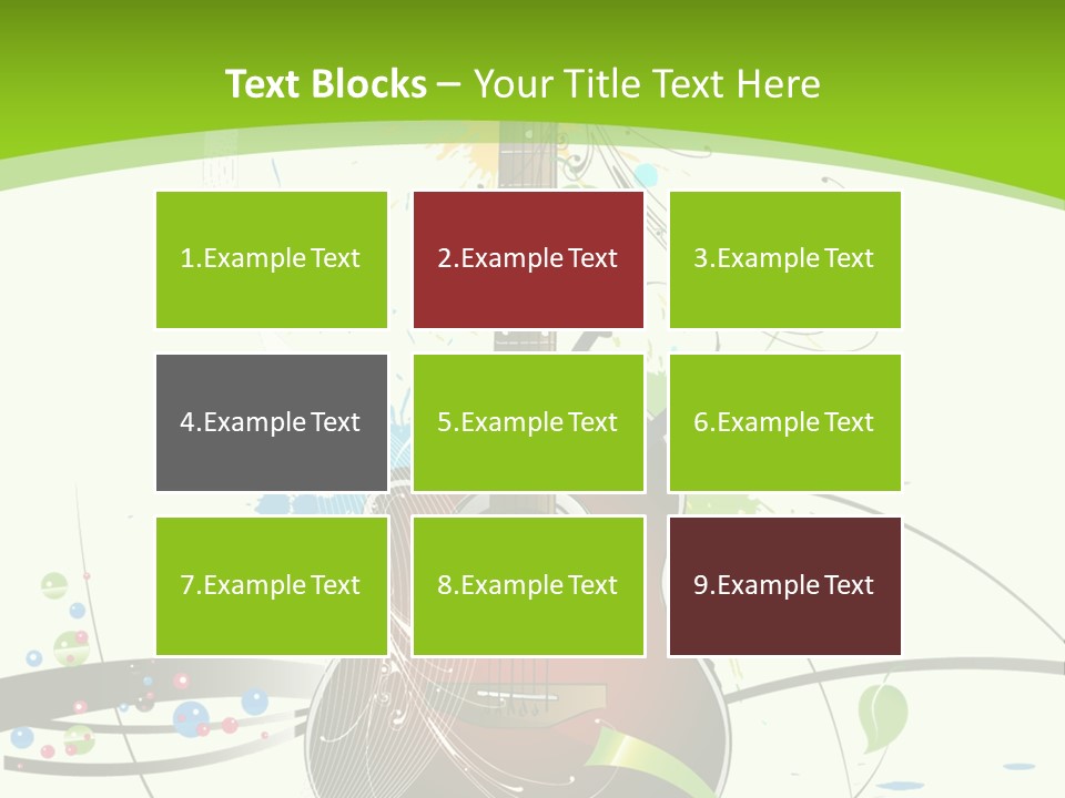 A Guitar On A Green And Black Background PowerPoint Template