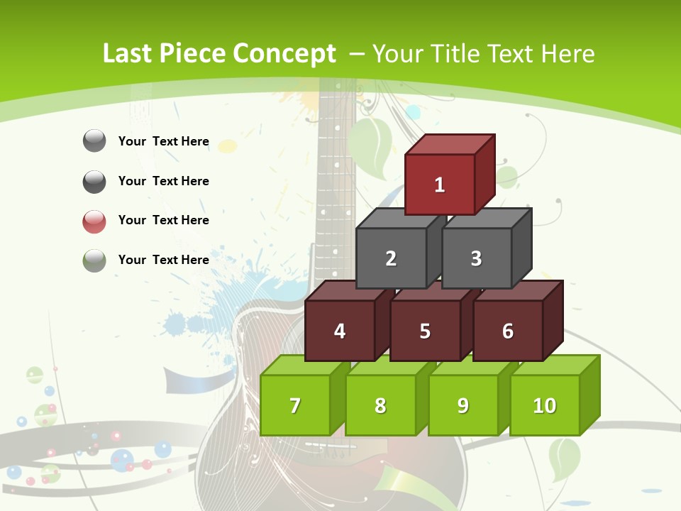 A Guitar On A Green And Black Background PowerPoint Template