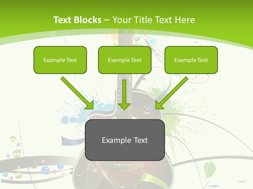 A Guitar On A Green And Black Background PowerPoint Template
