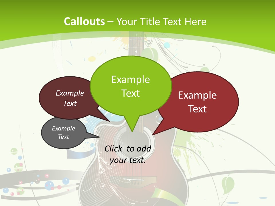 A Guitar On A Green And Black Background PowerPoint Template