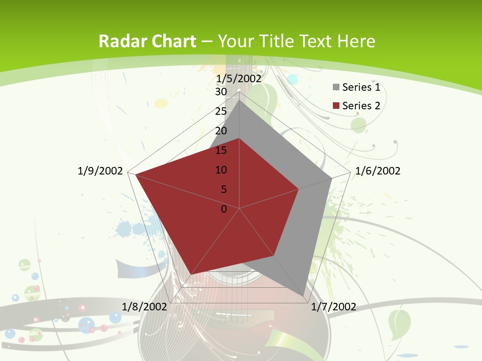 A Guitar On A Green And Black Background PowerPoint Template