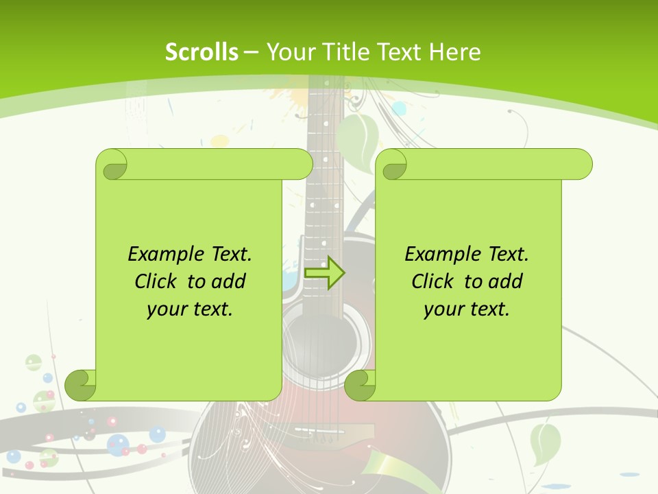 A Guitar On A Green And Black Background PowerPoint Template