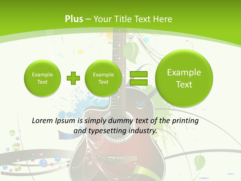 A Guitar On A Green And Black Background PowerPoint Template
