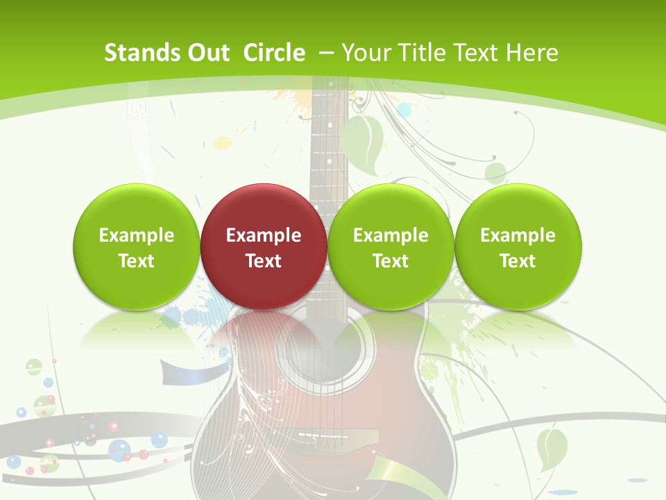 A Guitar On A Green And Black Background PowerPoint Template