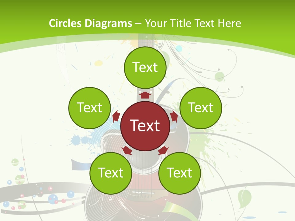 A Guitar On A Green And Black Background PowerPoint Template