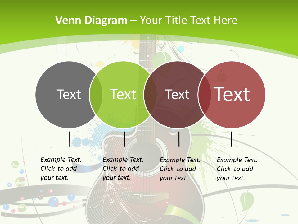 A Guitar On A Green And Black Background PowerPoint Template
