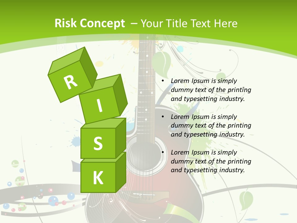 A Guitar On A Green And Black Background PowerPoint Template