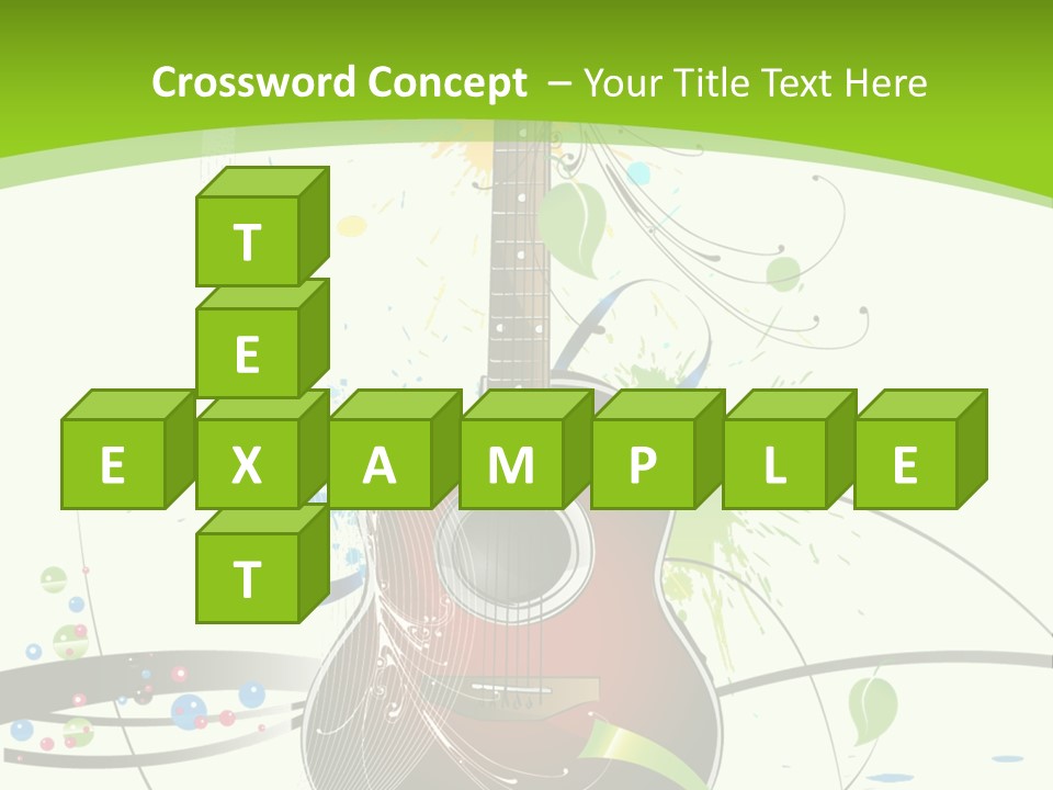 A Guitar On A Green And Black Background PowerPoint Template