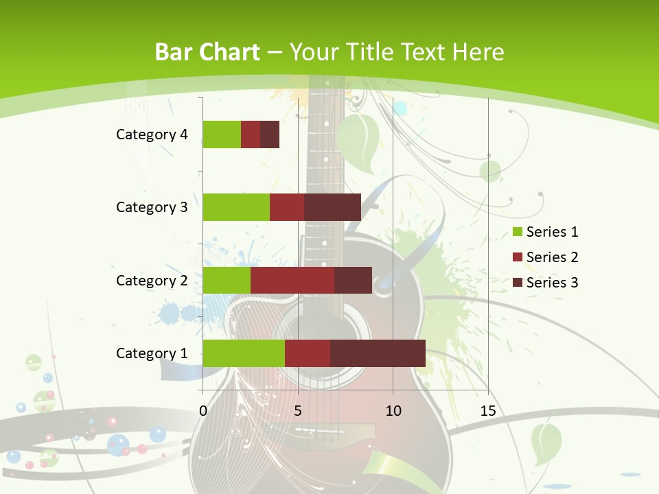A Guitar On A Green And Black Background PowerPoint Template