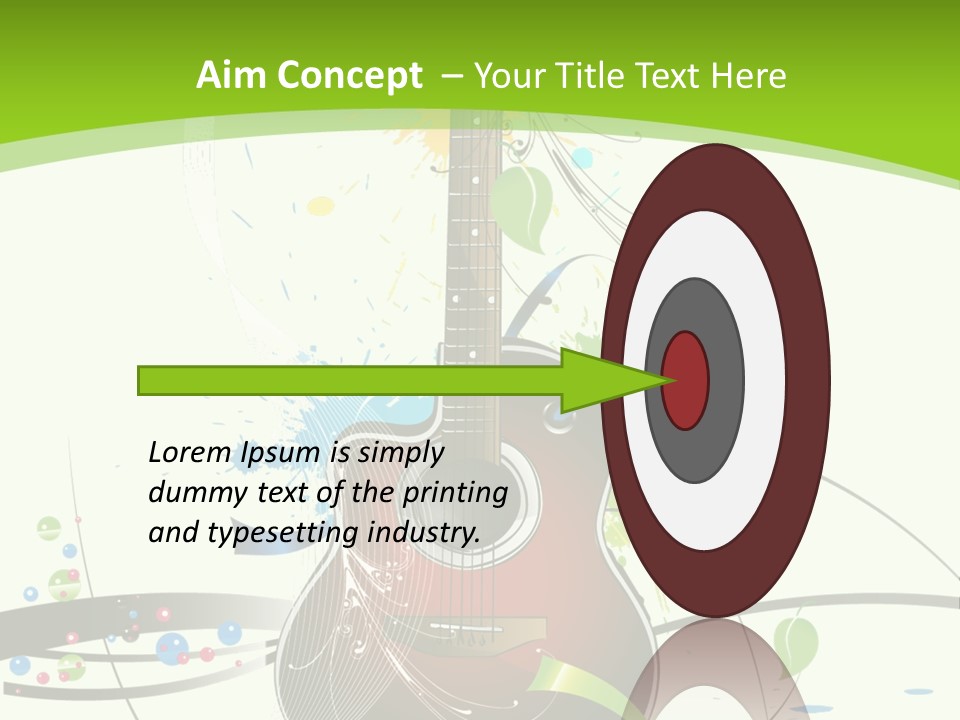 A Guitar On A Green And Black Background PowerPoint Template