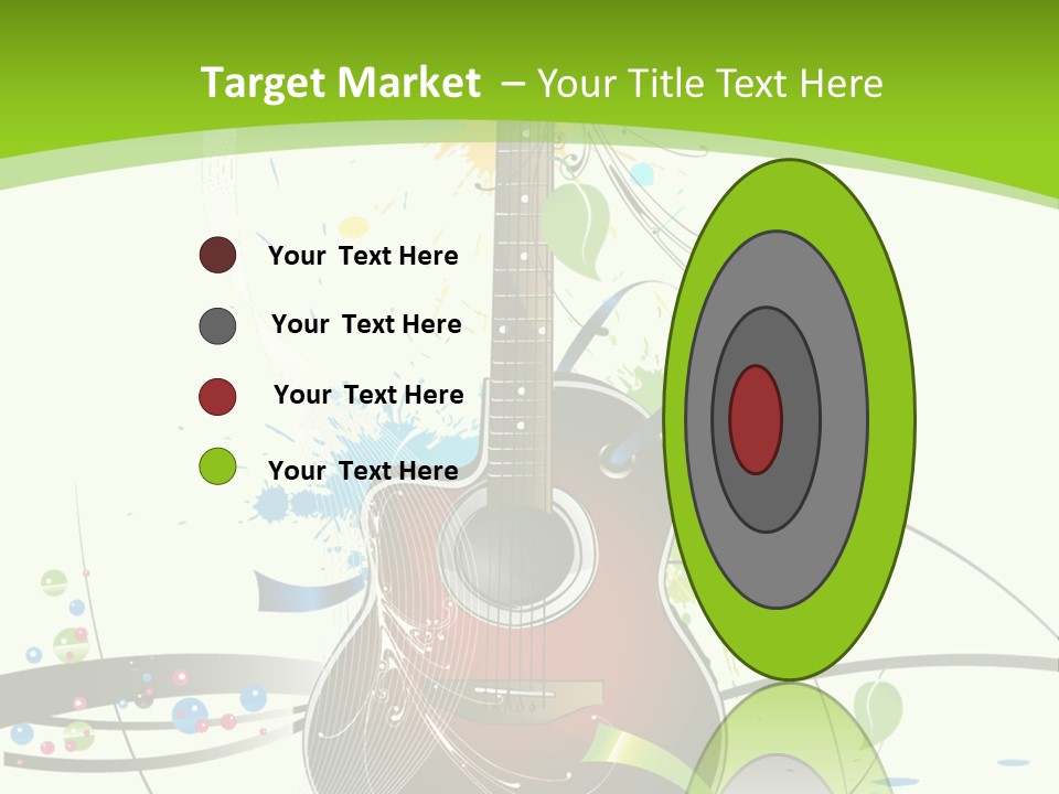 A Guitar On A Green And Black Background PowerPoint Template