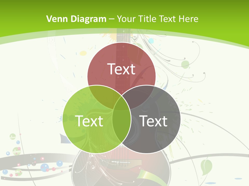 A Guitar On A Green And Black Background PowerPoint Template