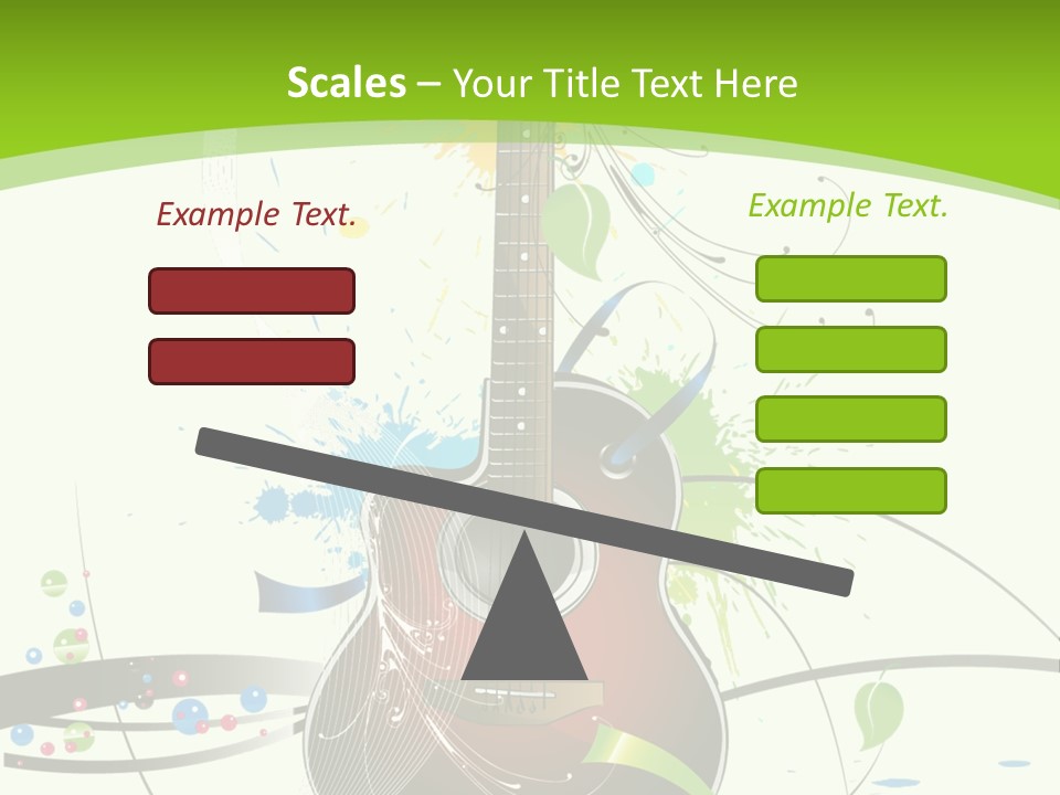 A Guitar On A Green And Black Background PowerPoint Template
