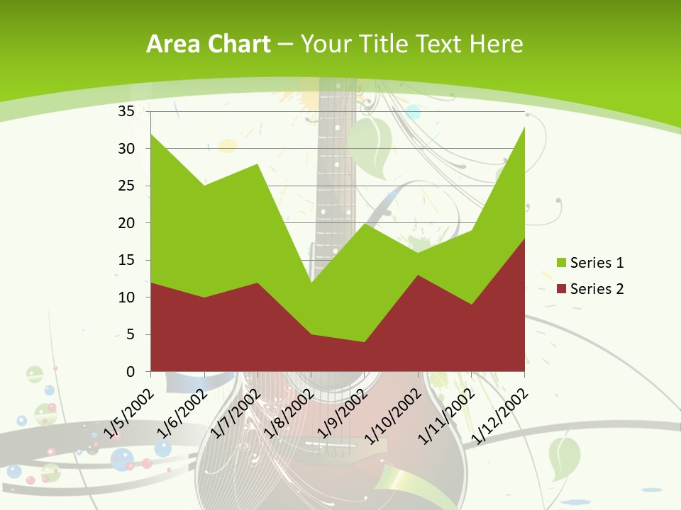 A Guitar On A Green And Black Background PowerPoint Template