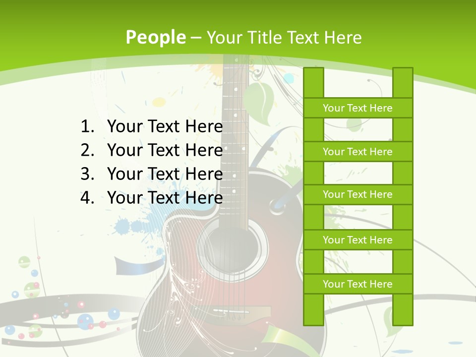 A Guitar On A Green And Black Background PowerPoint Template