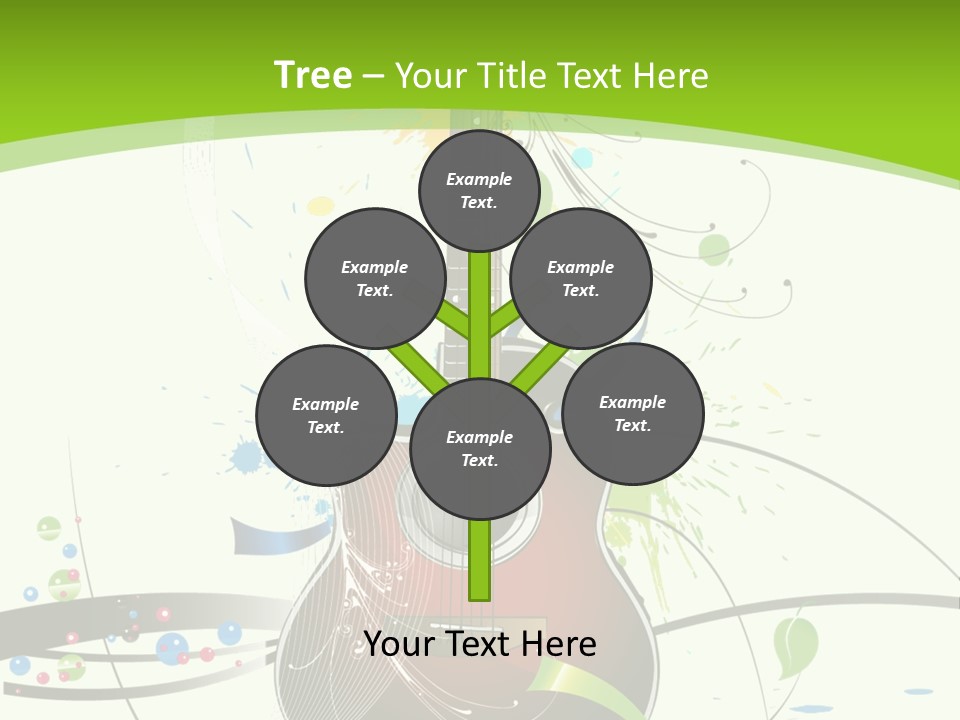 A Guitar On A Green And Black Background PowerPoint Template