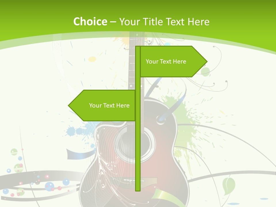 A Guitar On A Green And Black Background PowerPoint Template