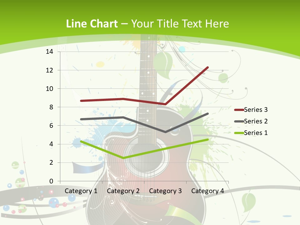 A Guitar On A Green And Black Background PowerPoint Template