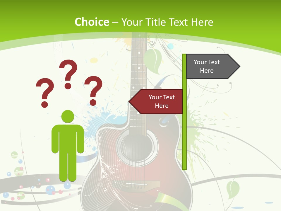 A Guitar On A Green And Black Background PowerPoint Template