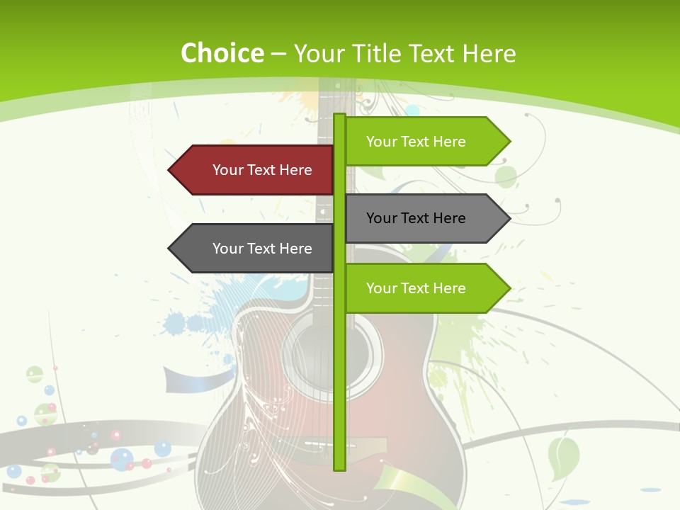 A Guitar On A Green And Black Background PowerPoint Template