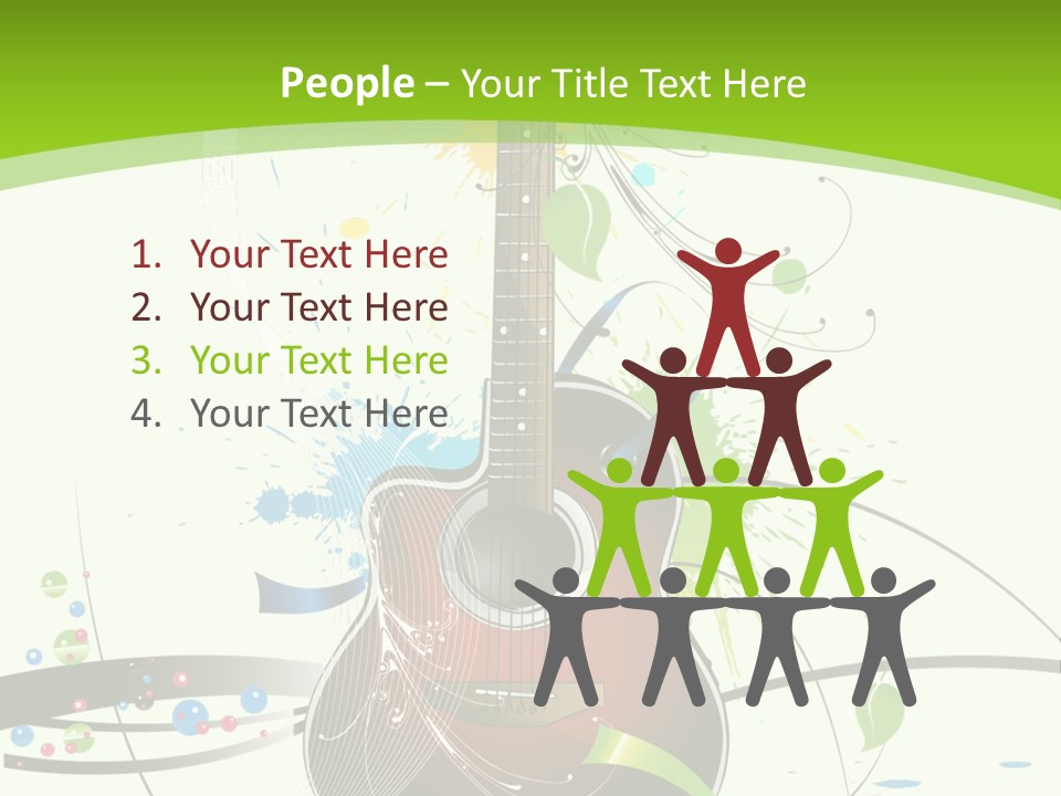 A Guitar On A Green And Black Background PowerPoint Template