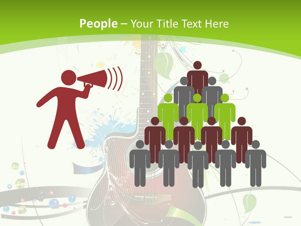 A Guitar On A Green And Black Background PowerPoint Template