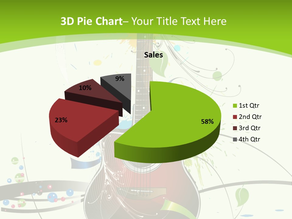 A Guitar On A Green And Black Background PowerPoint Template