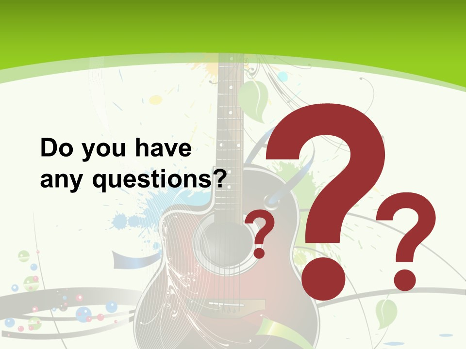 A Guitar On A Green And Black Background PowerPoint Template
