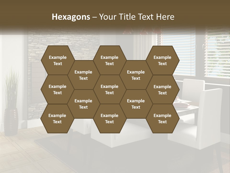 A Dining Room With A Table And Chairs And A Fireplace PowerPoint Template