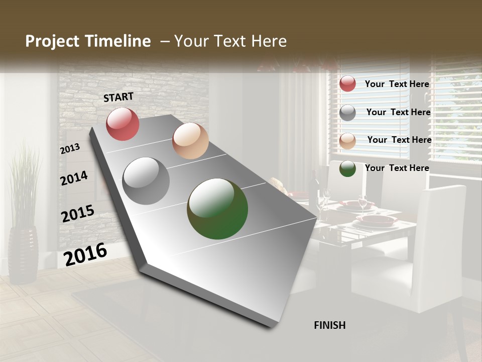 A Dining Room With A Table And Chairs And A Fireplace PowerPoint Template