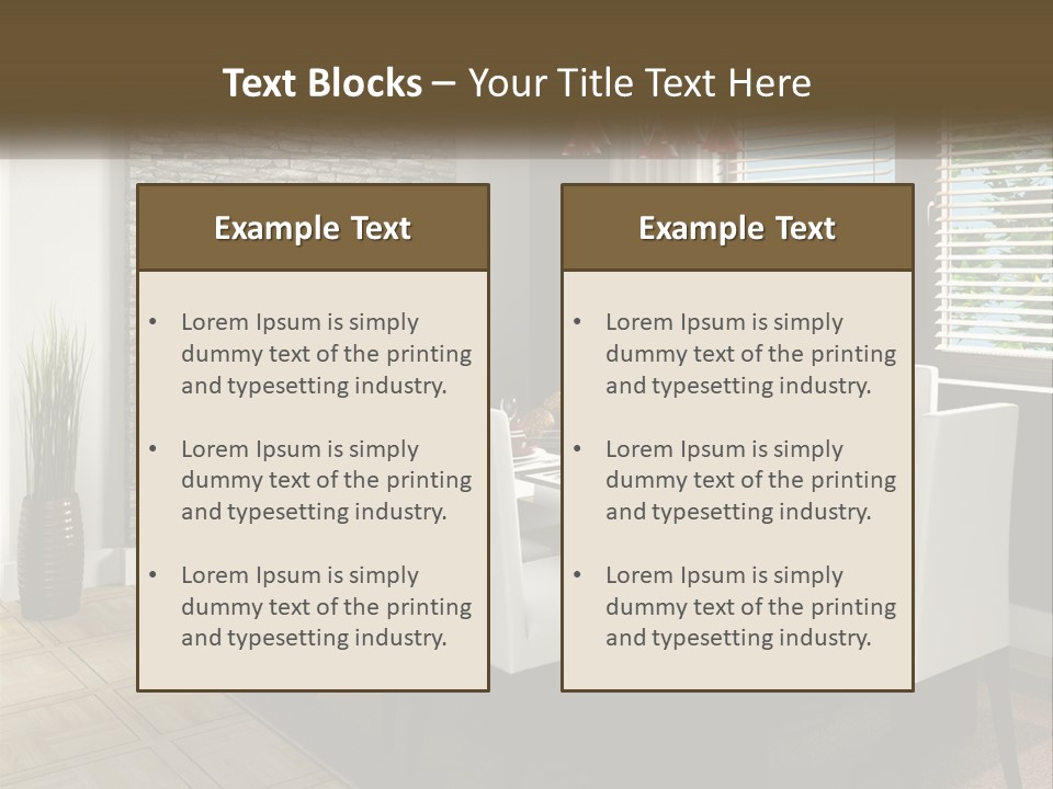 A Dining Room With A Table And Chairs And A Fireplace PowerPoint Template