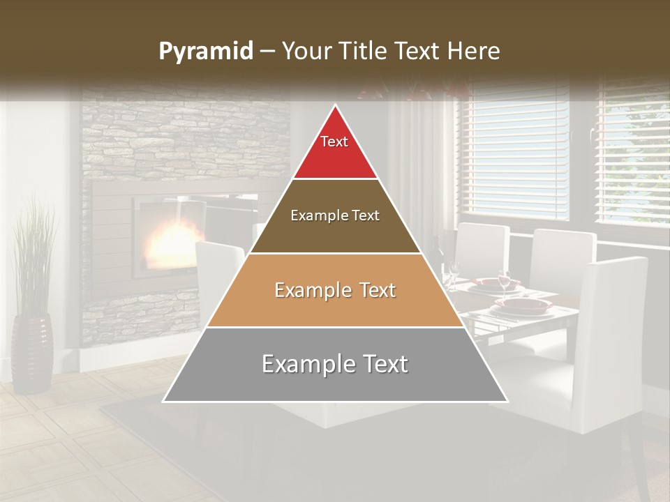 A Dining Room With A Table And Chairs And A Fireplace PowerPoint Template
