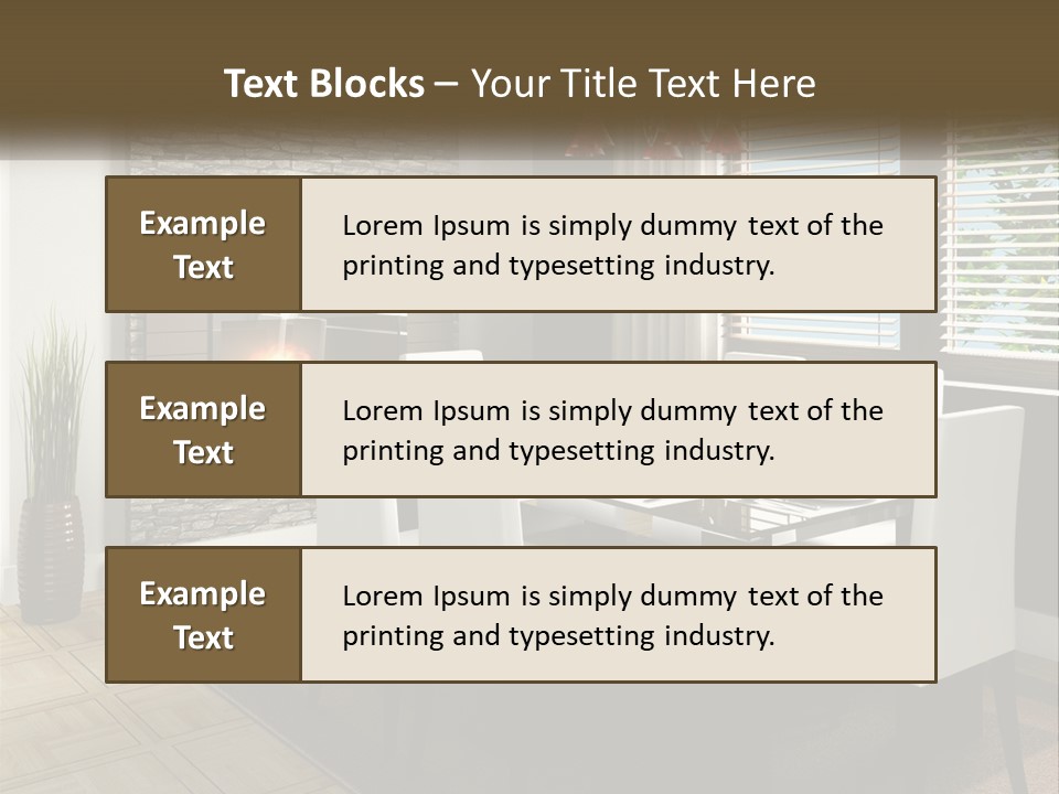 A Dining Room With A Table And Chairs And A Fireplace PowerPoint Template