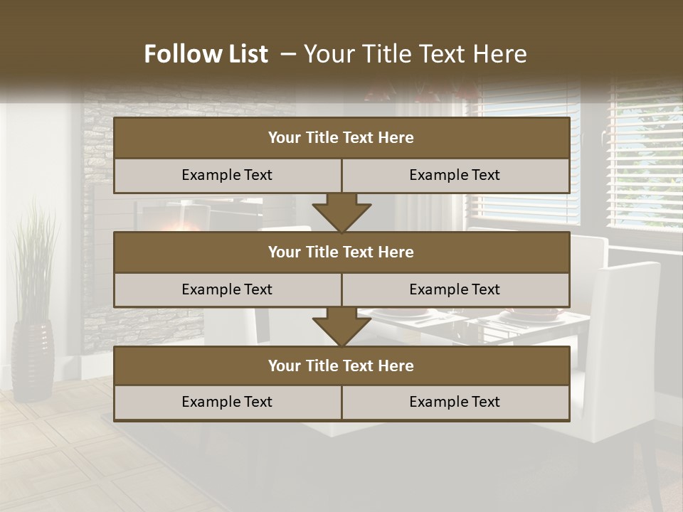 A Dining Room With A Table And Chairs And A Fireplace PowerPoint Template