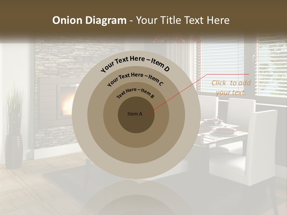 A Dining Room With A Table And Chairs And A Fireplace PowerPoint Template