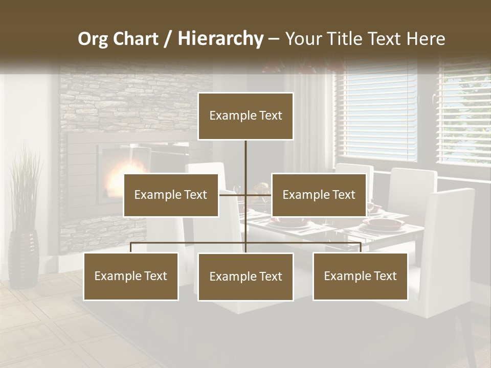 A Dining Room With A Table And Chairs And A Fireplace PowerPoint Template